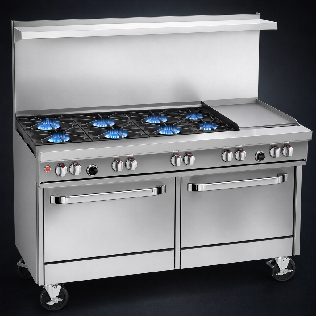 Six Non-Clog Open Burners