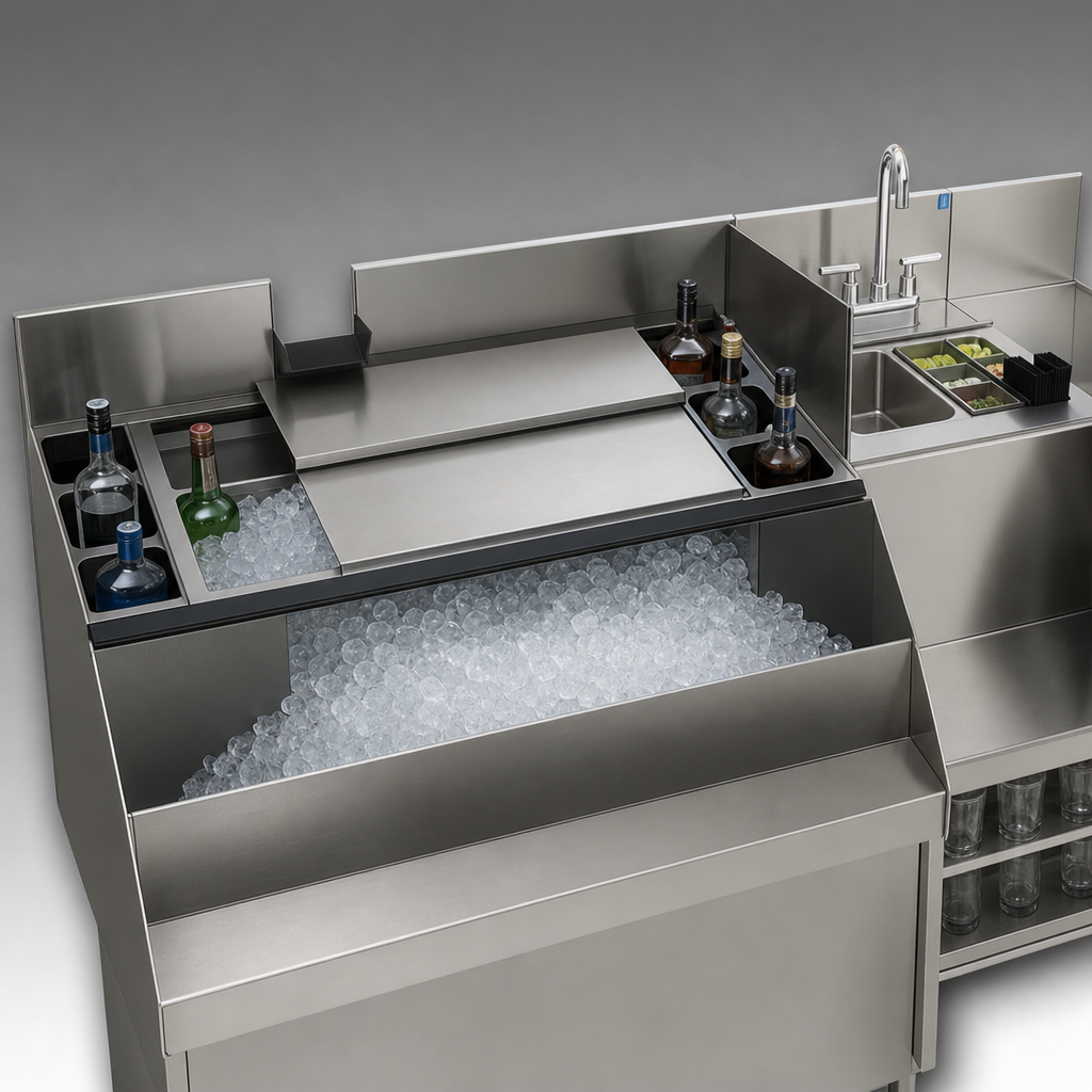 Integrated Ice Bin/Cocktail Station