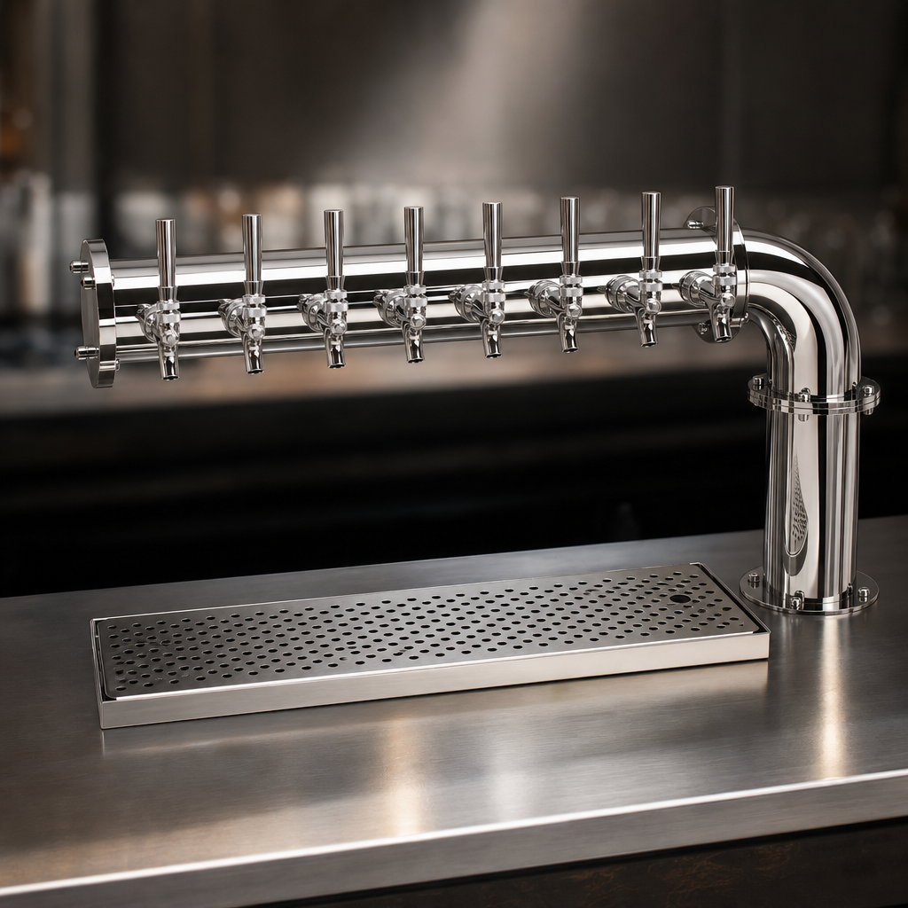 Eight Stainless Steel Faucets