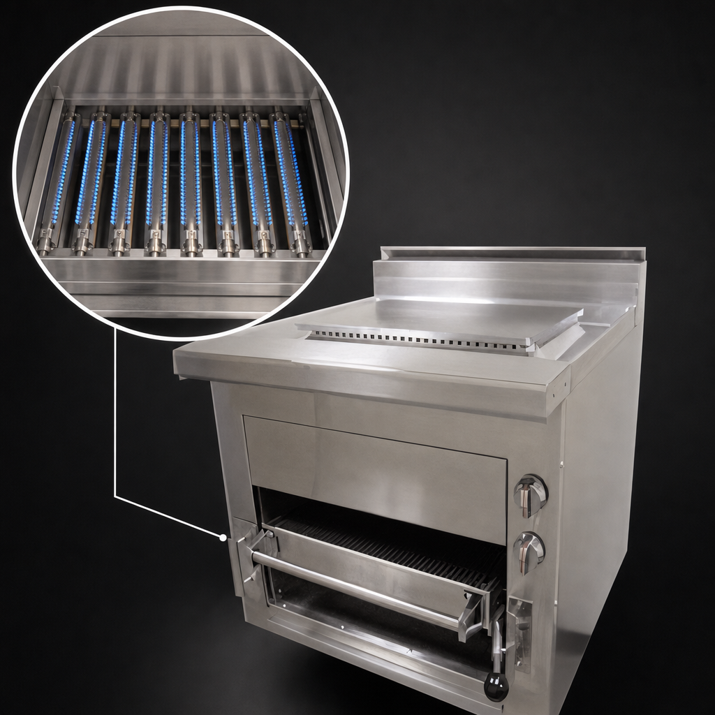Six Stainless Steel Burners