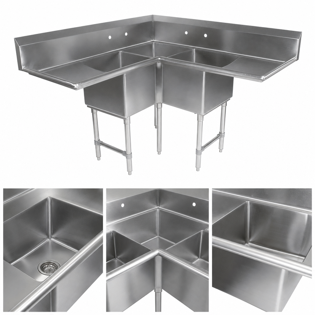 Three-Compartment Corner Layout