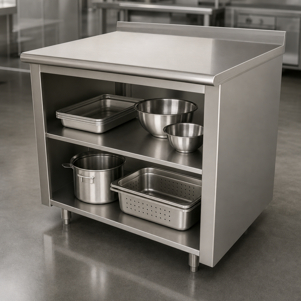 Open Front Cabinet Base with Mid-Shelf