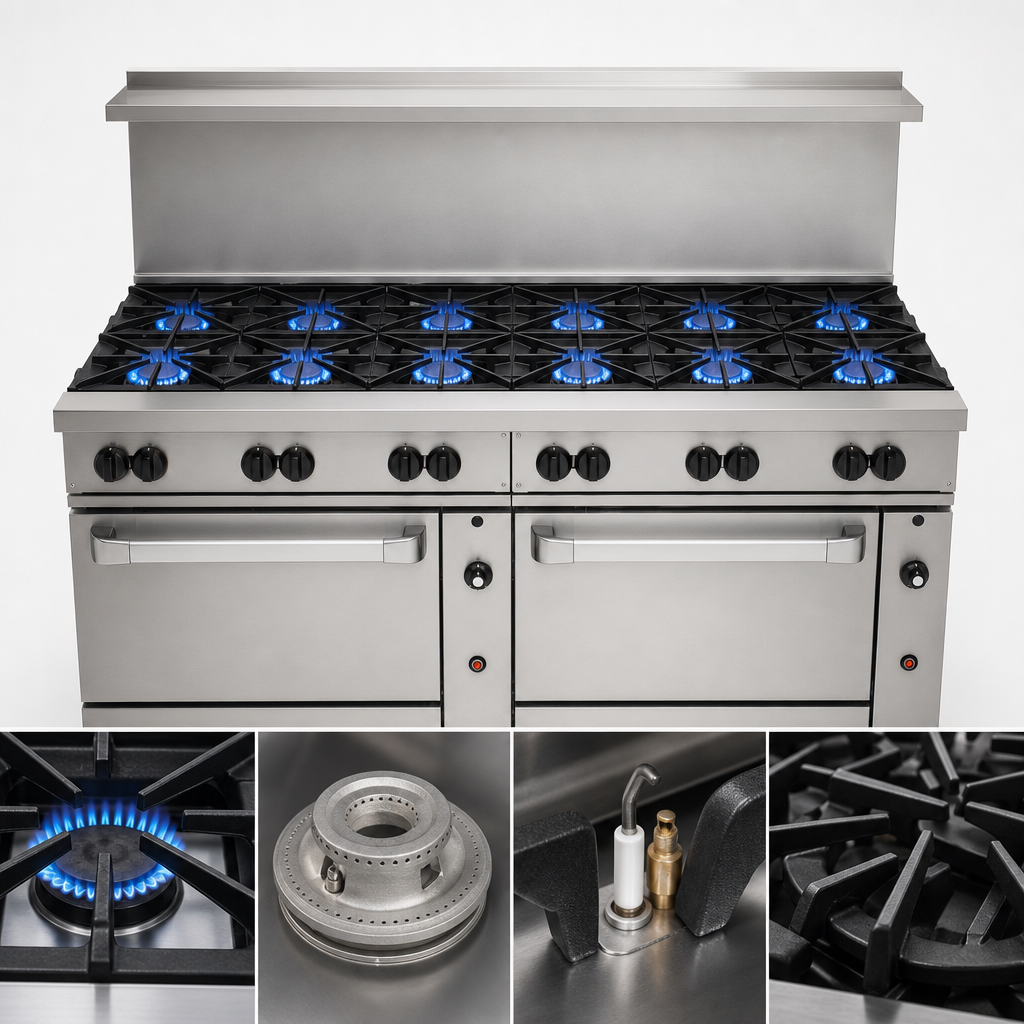Twelve High-Output Open Burners
