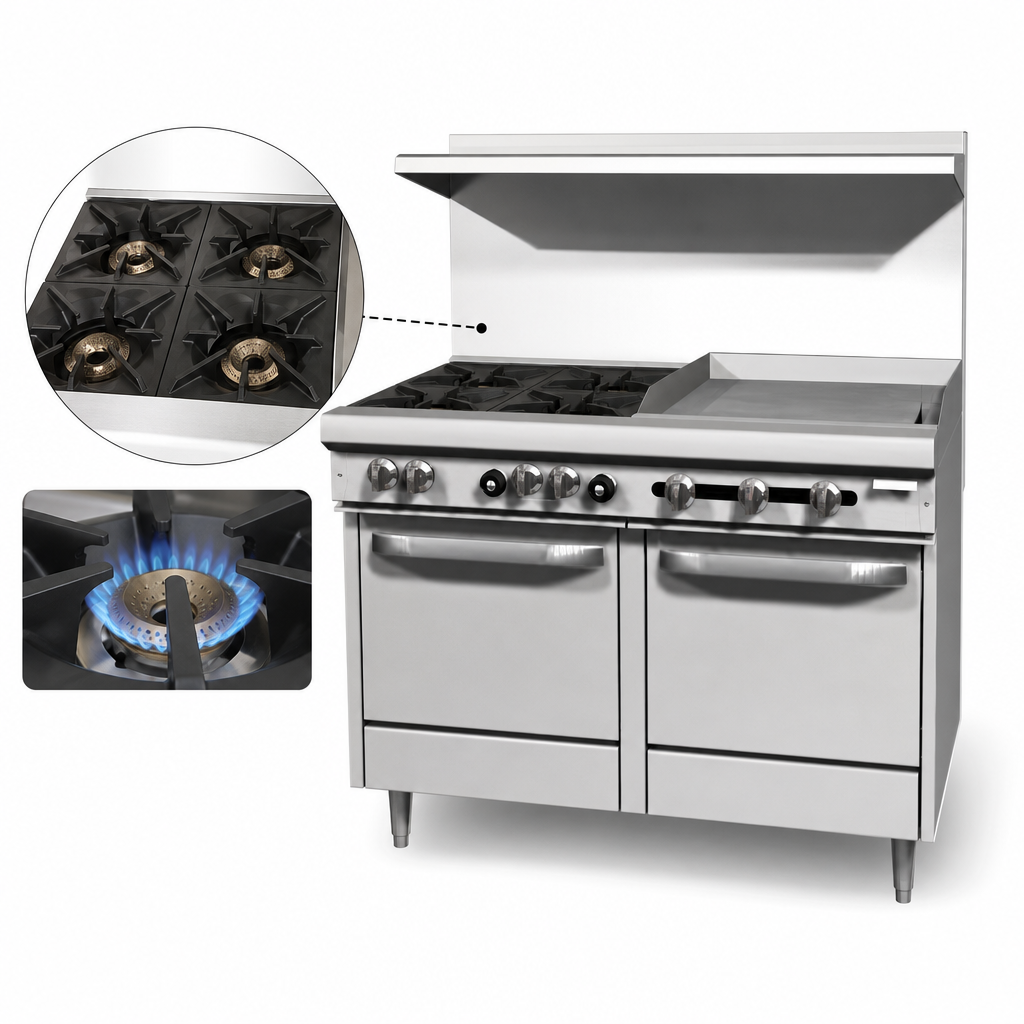 Four 28,000 BTU Open Burners