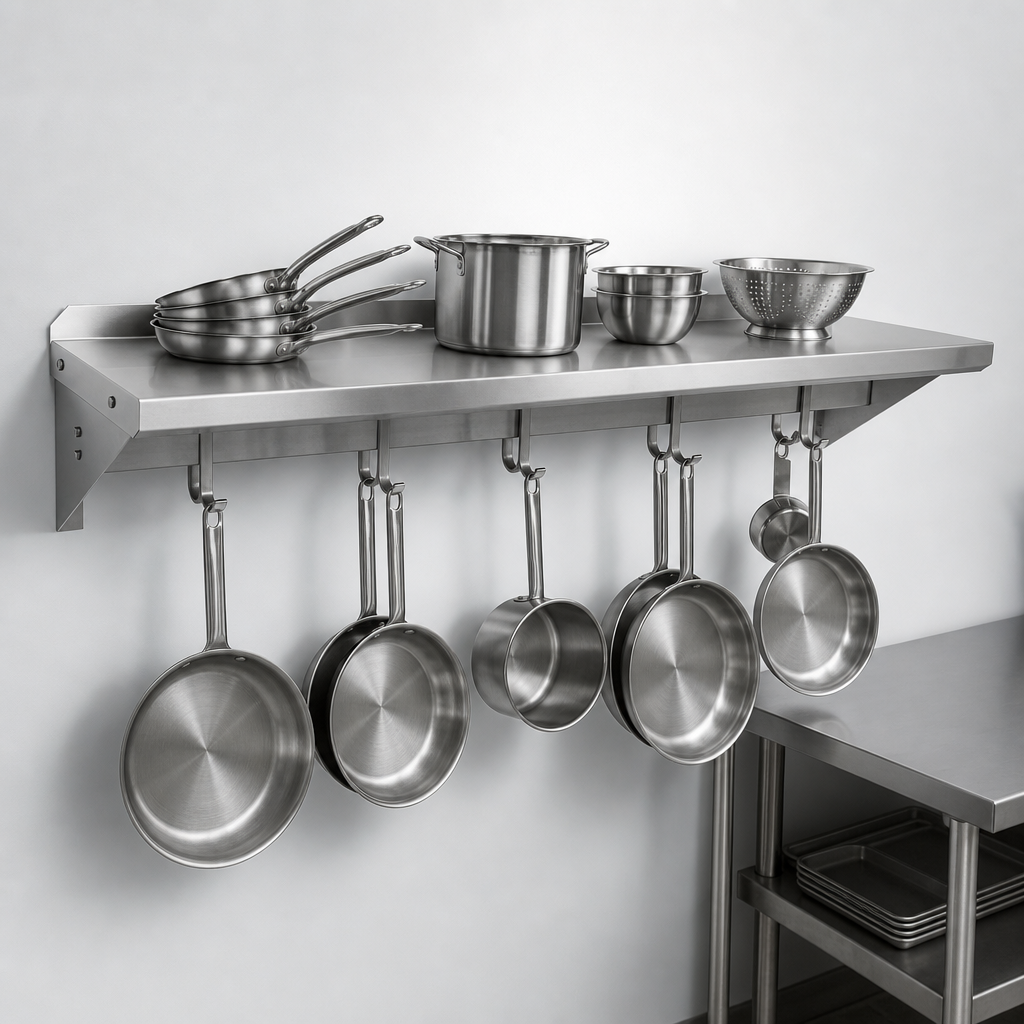Integrated Pot Rack Shelf