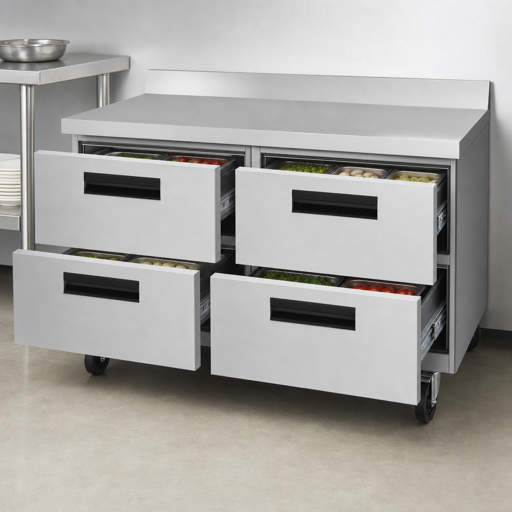 Four Stainless Steel Drawers