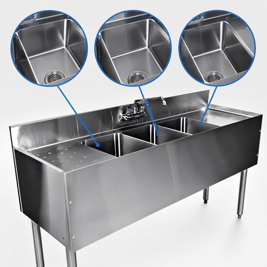 Three Fabricated Sink Compartments