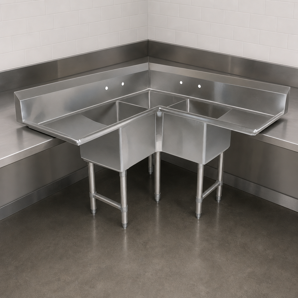 Three-Compartment Corner Layout