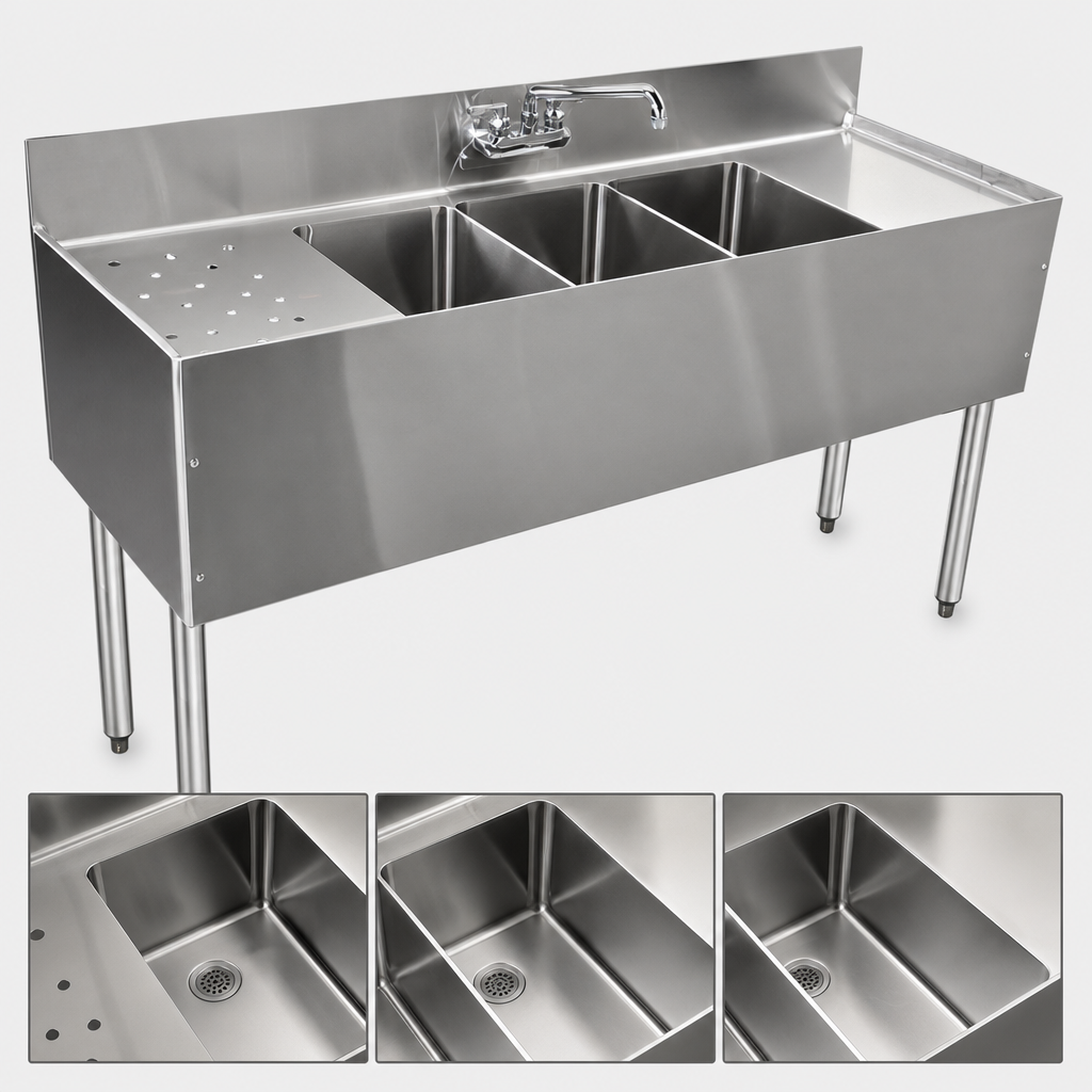 Three Fabricated Sink Compartments