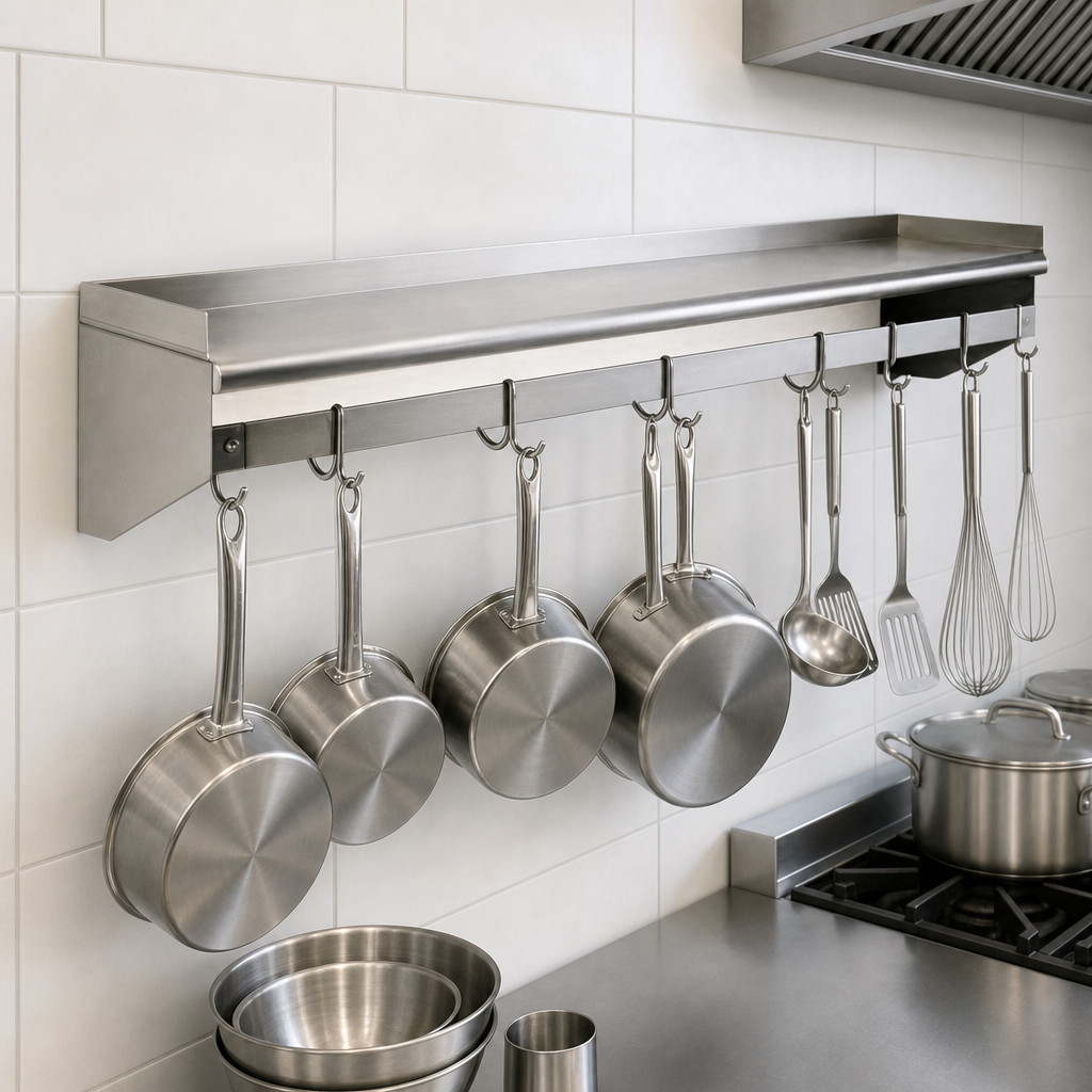 Wall-Mounted Pot Rack Shelf