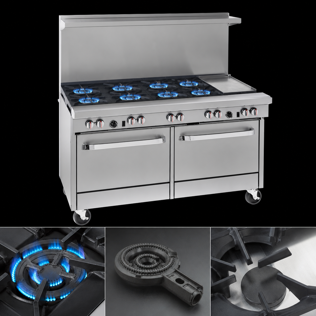 Six High-Output Open Burners