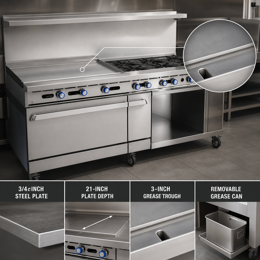 48-Inch Polished Steel Griddle