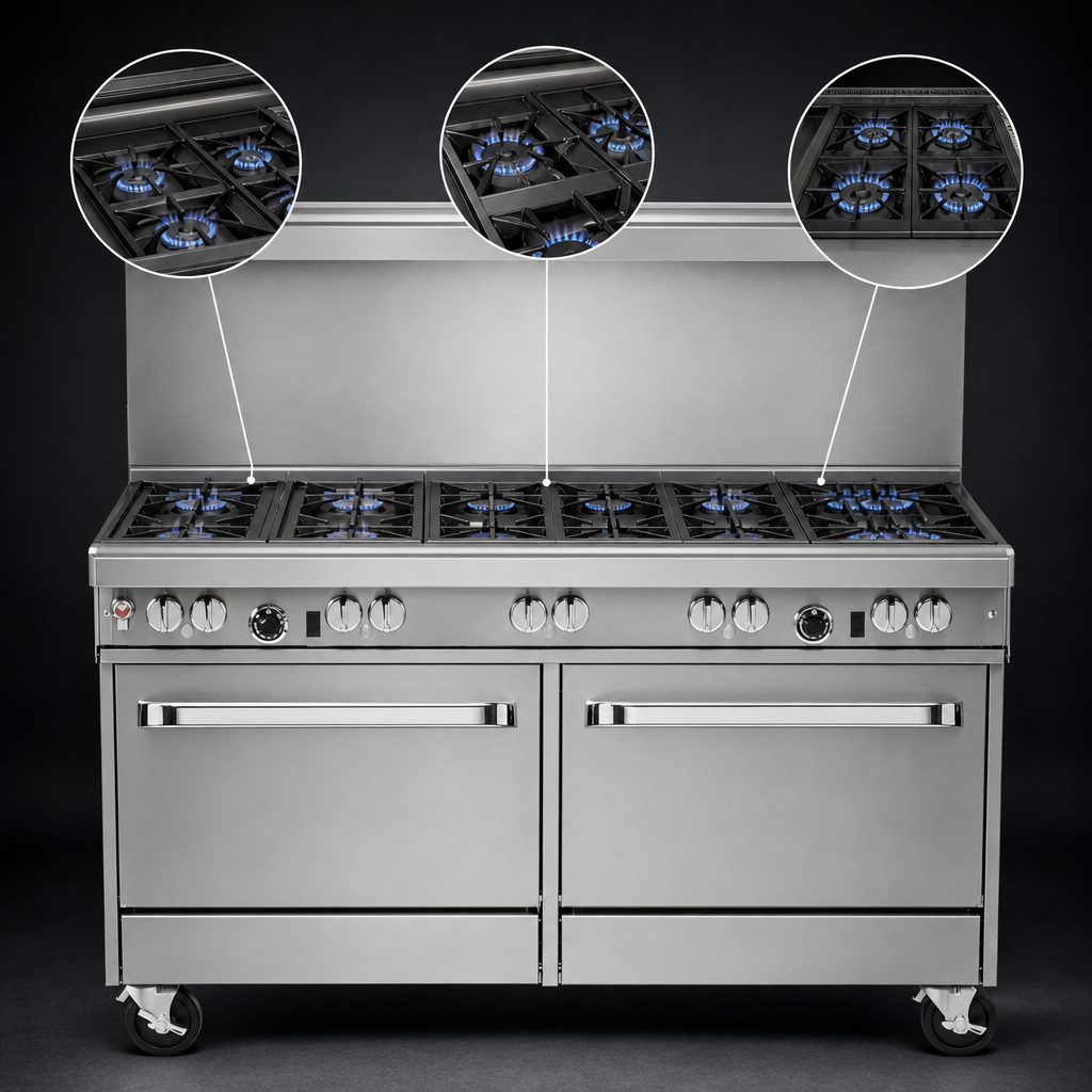 Nine Open Burners