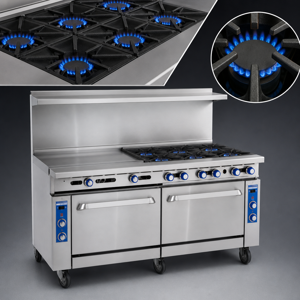 Eight Open Burners With Low Simmer