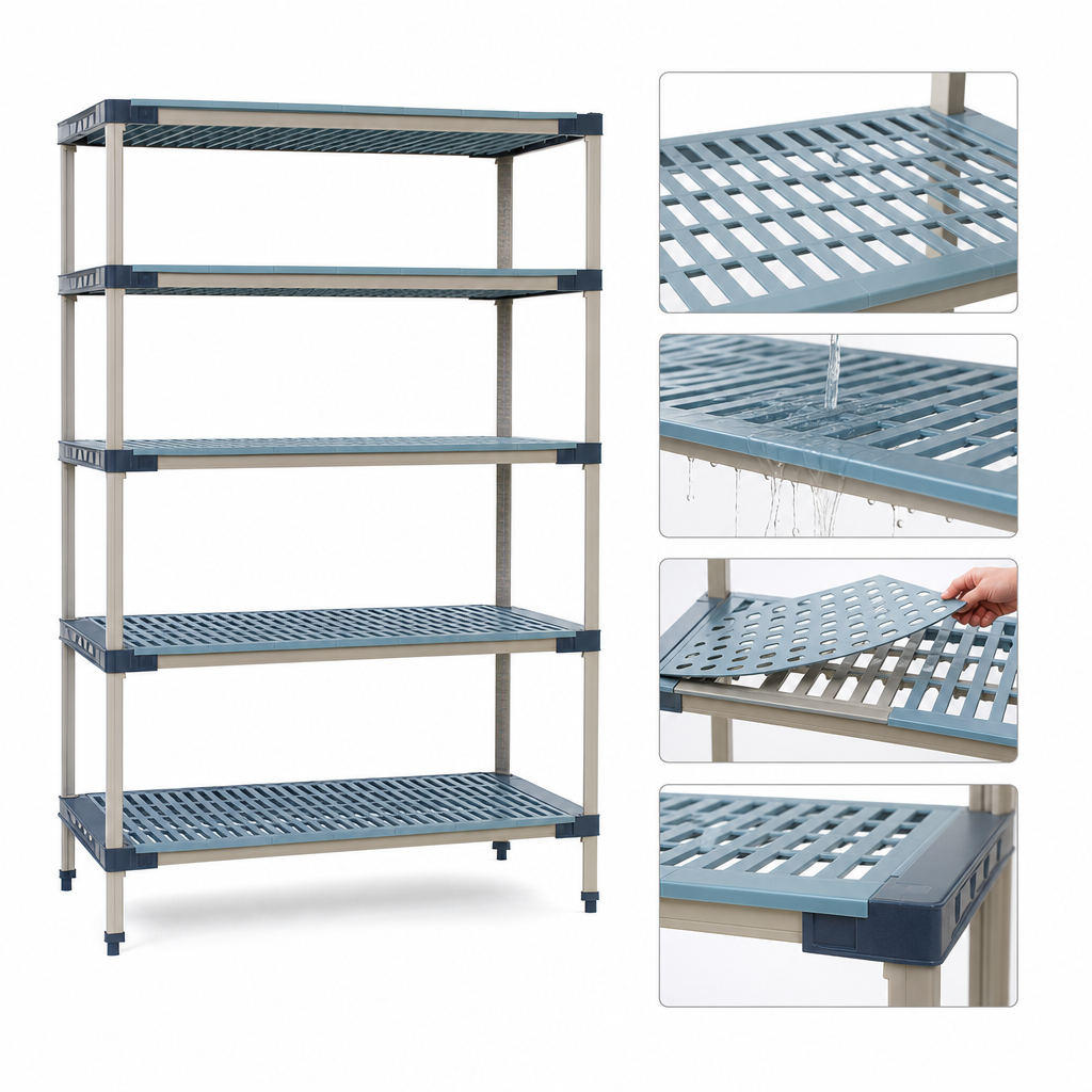 Five Open-Grid Shelves