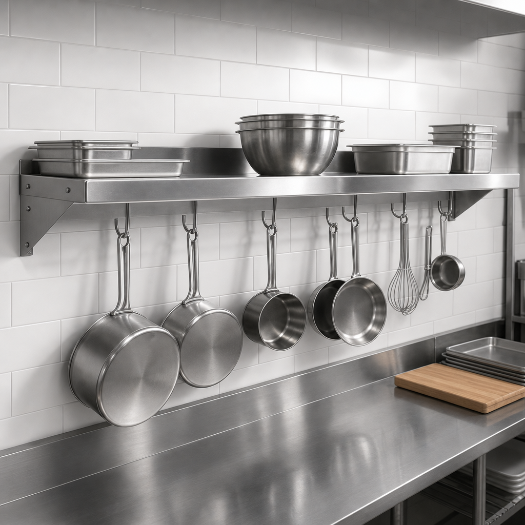 Integrated Pot Rack Shelf