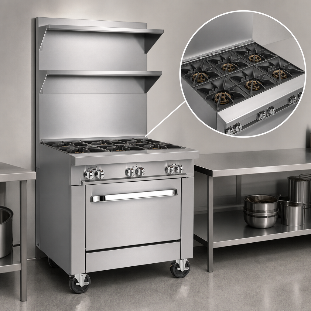 Six Open-Top Burners