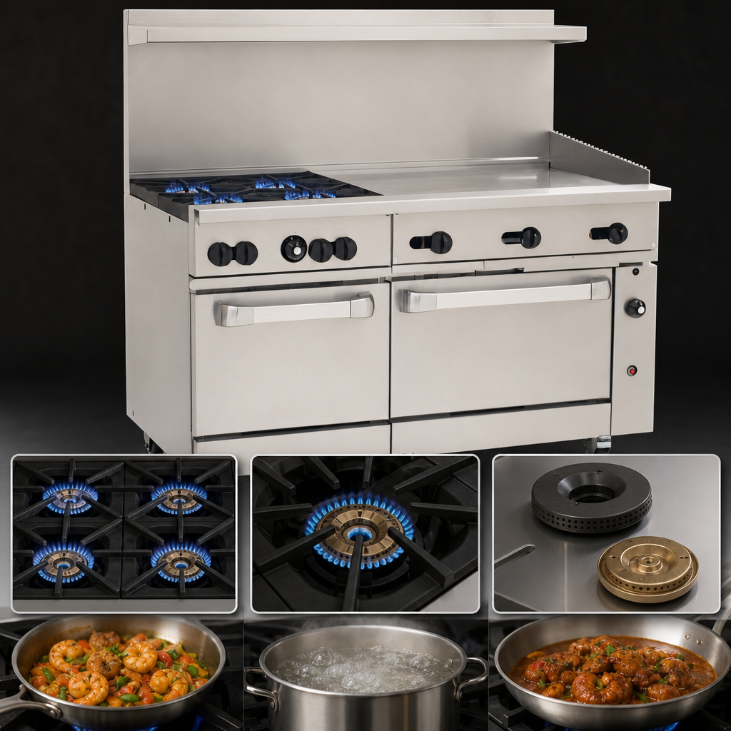 Four 30,000 BTU Open Burners