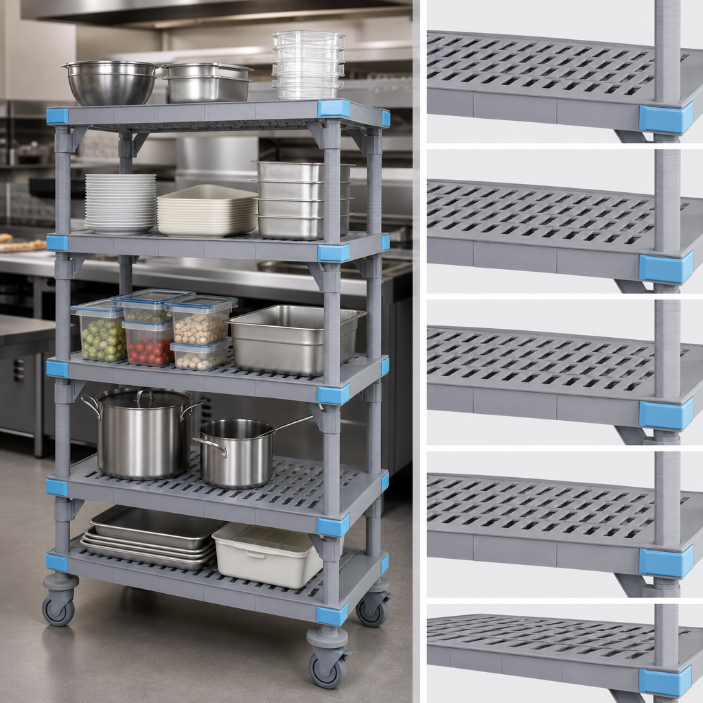 Five Open Grid Shelves