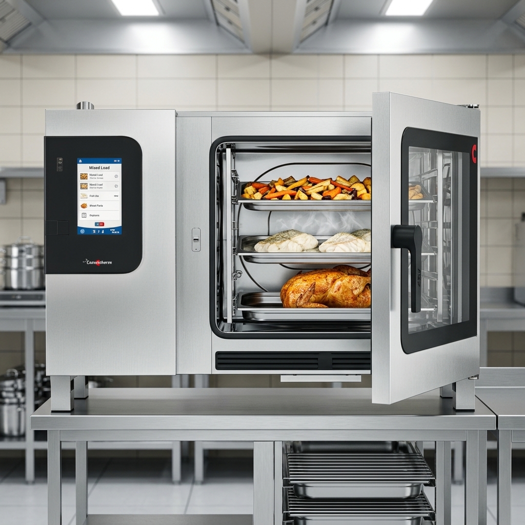 Experience the Convotherm Maxx Pro combi oven's versatility, effortlessly preparing a wide range of delicious dishes with its multiple cooking modes.