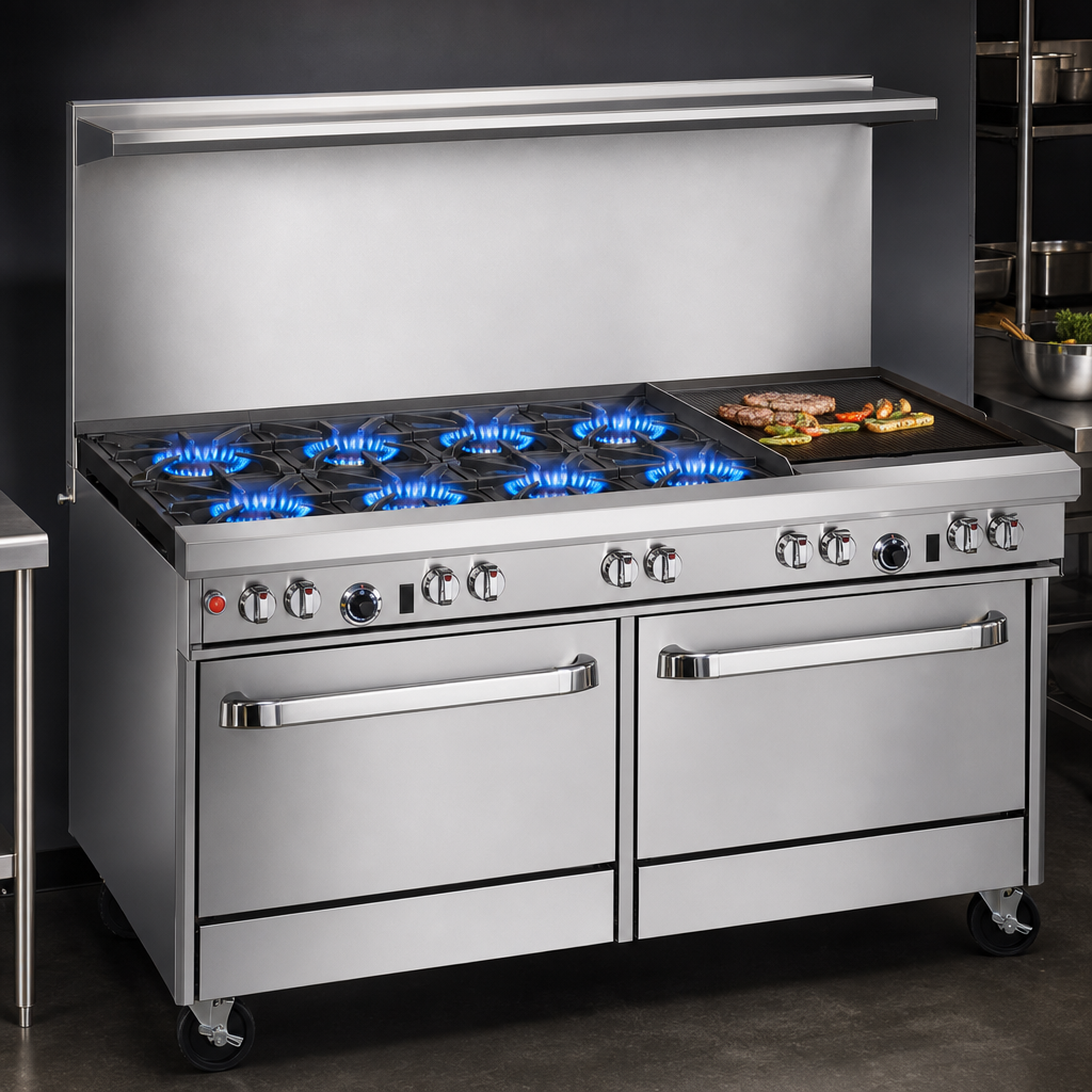 Six Non-Clog Open Burners