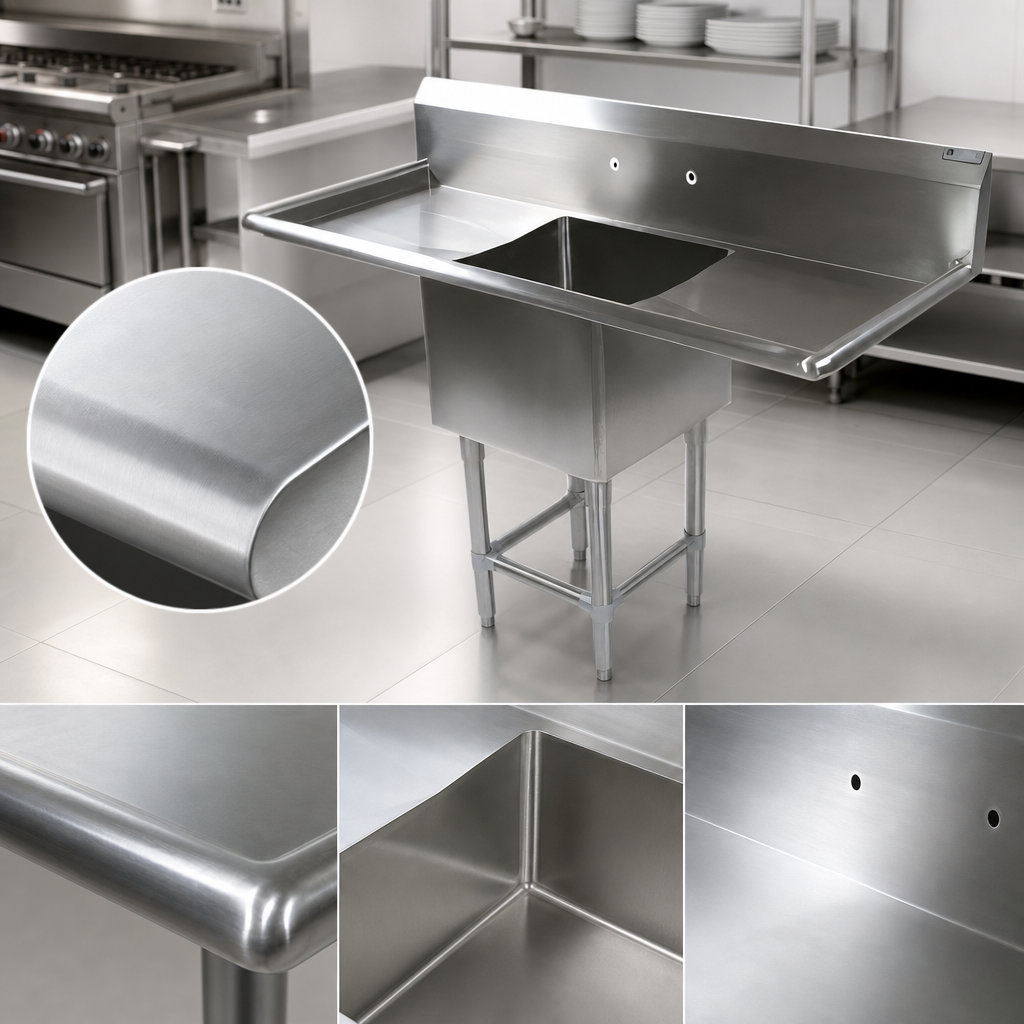 16-Gauge Type 300 Stainless Steel Top and Bowls