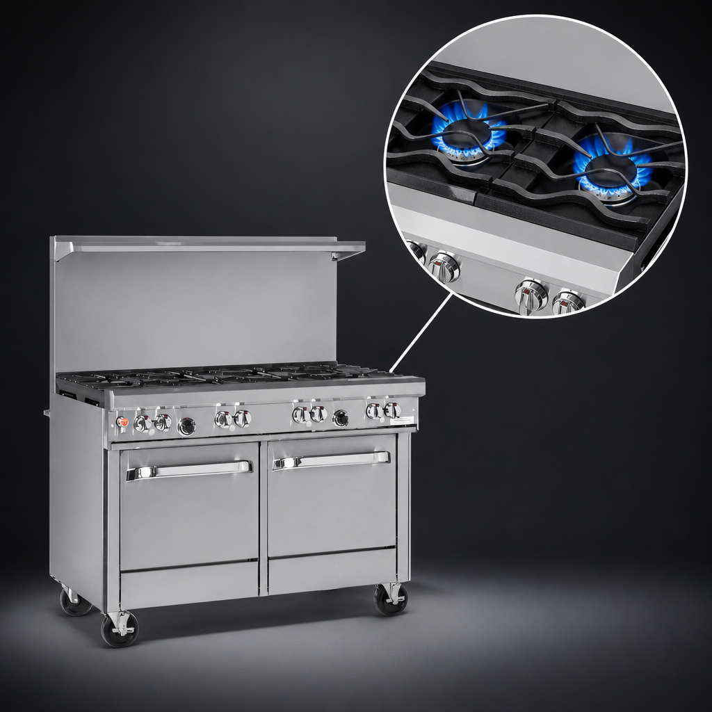 Two Open Burners with Wavy Grates