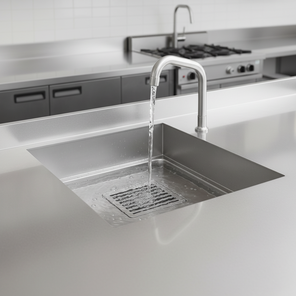 This image highlights the innovative anti-splash design of the cool trough water tempering system, keeping your commercial kitchen workspace dry and safe.