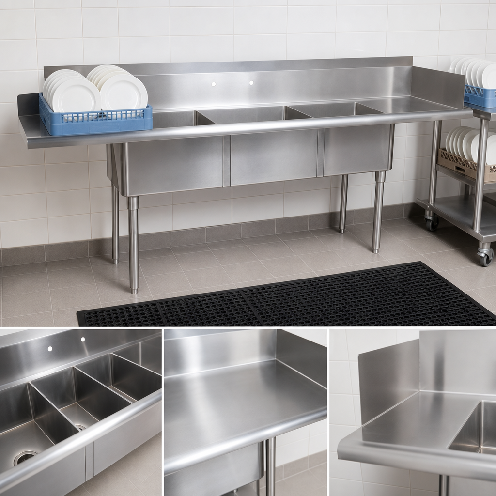 Three-Compartment Soiled Dish Table