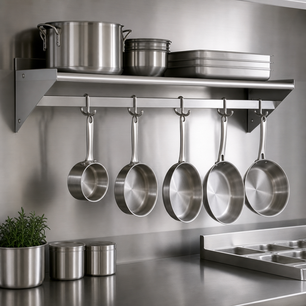 Integrated Pot Rack Shelf