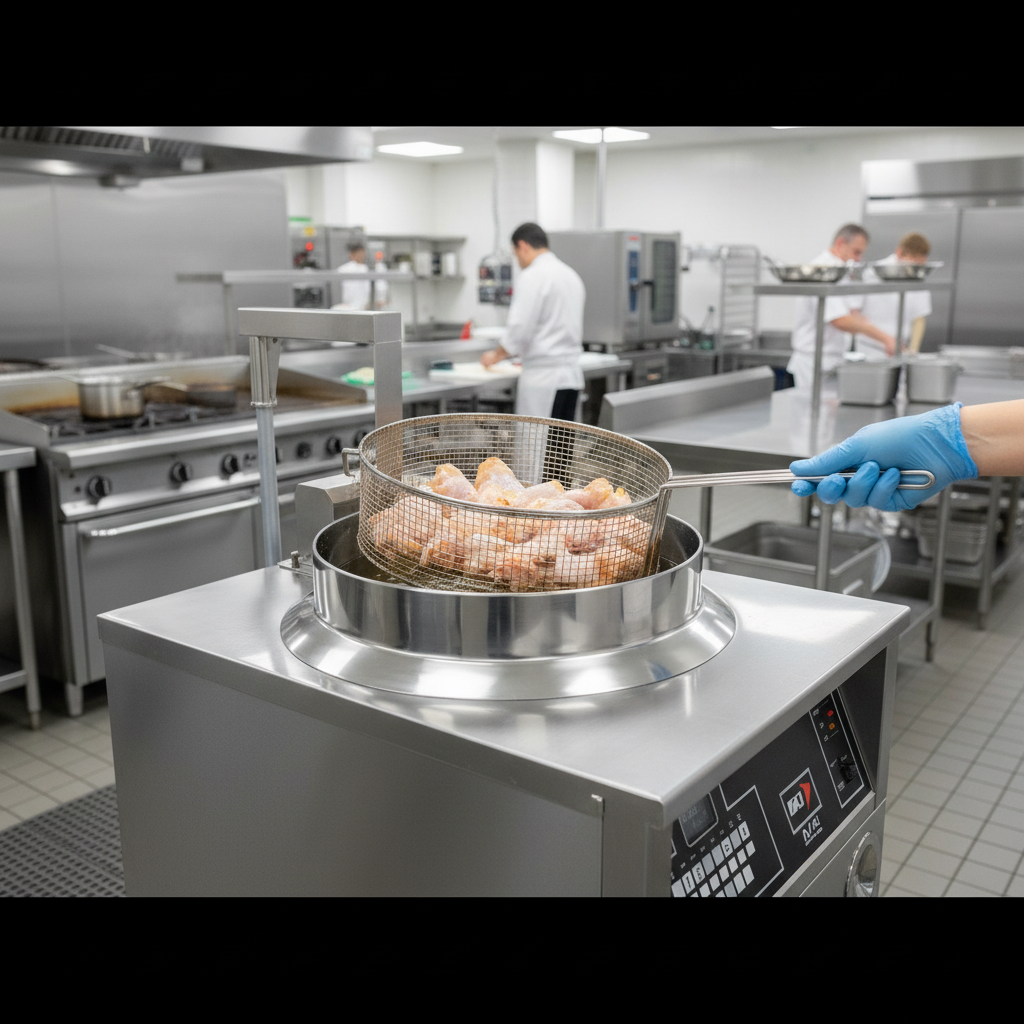 Experience the BKI BLF-FC deep fryer's extra-large capacity, perfect for cooking massive quantities of food efficiently.