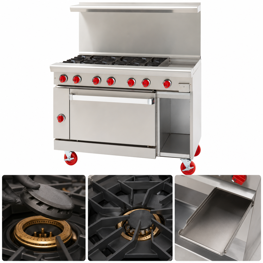Six 32,000 BTU Open Burners