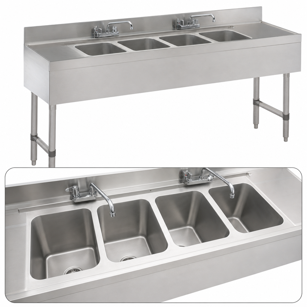 Four Fabricated Sink Bowls