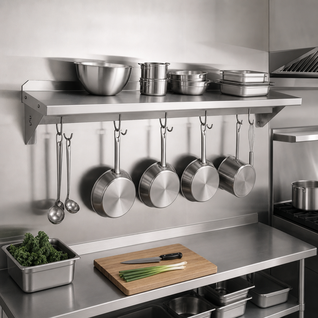 Wall-Mounted Pot Rack Shelf