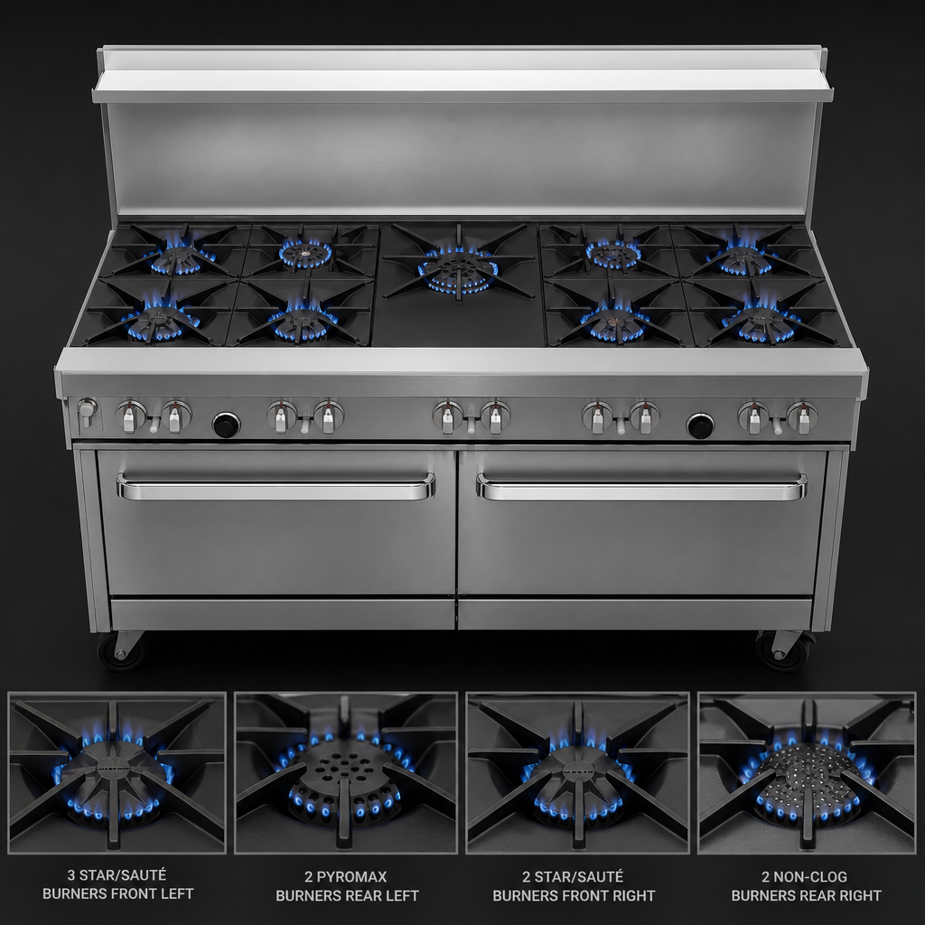 Nine Open Burners