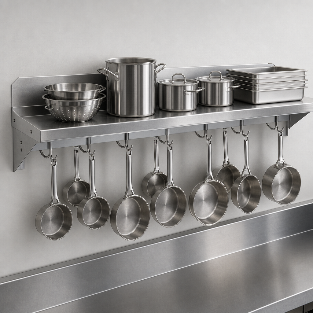 Integrated Pot Rack Shelf