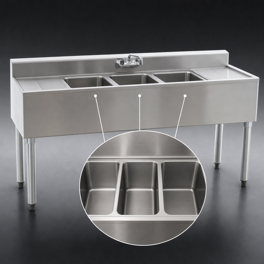 Three Deep-Drawn Compartments