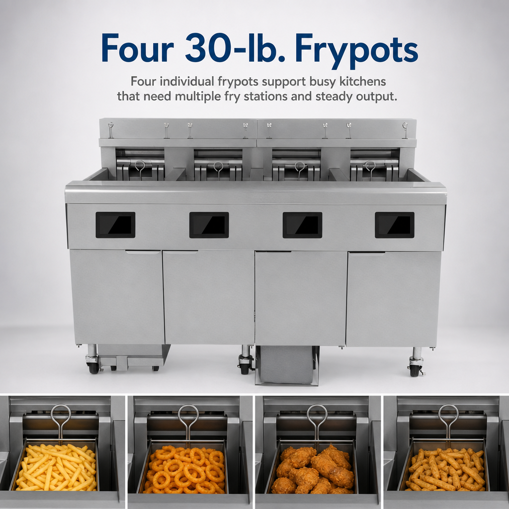 Four 30-lb. Frypots