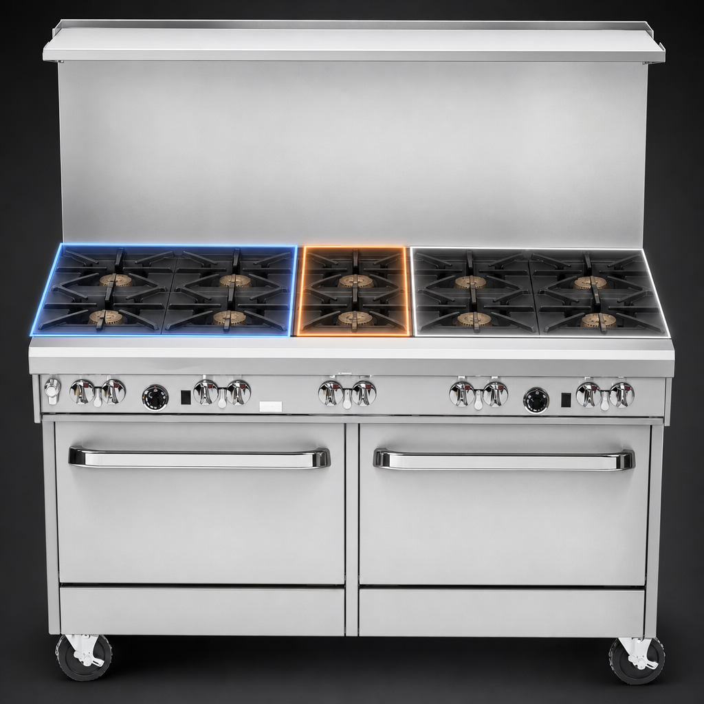 Nine Open Burners