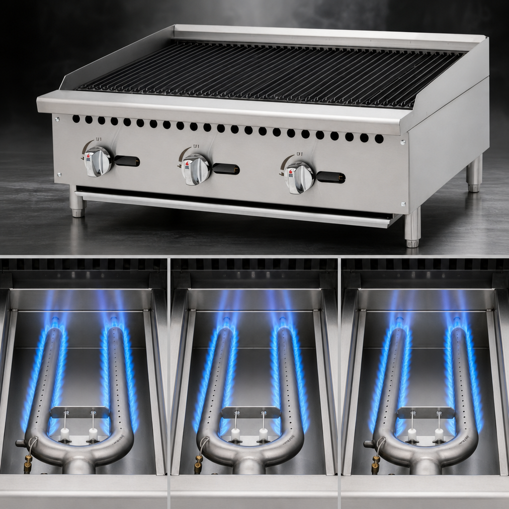 Three 35,000 BTU Burners