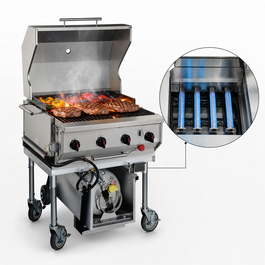 Four 20,000 BTU Burners