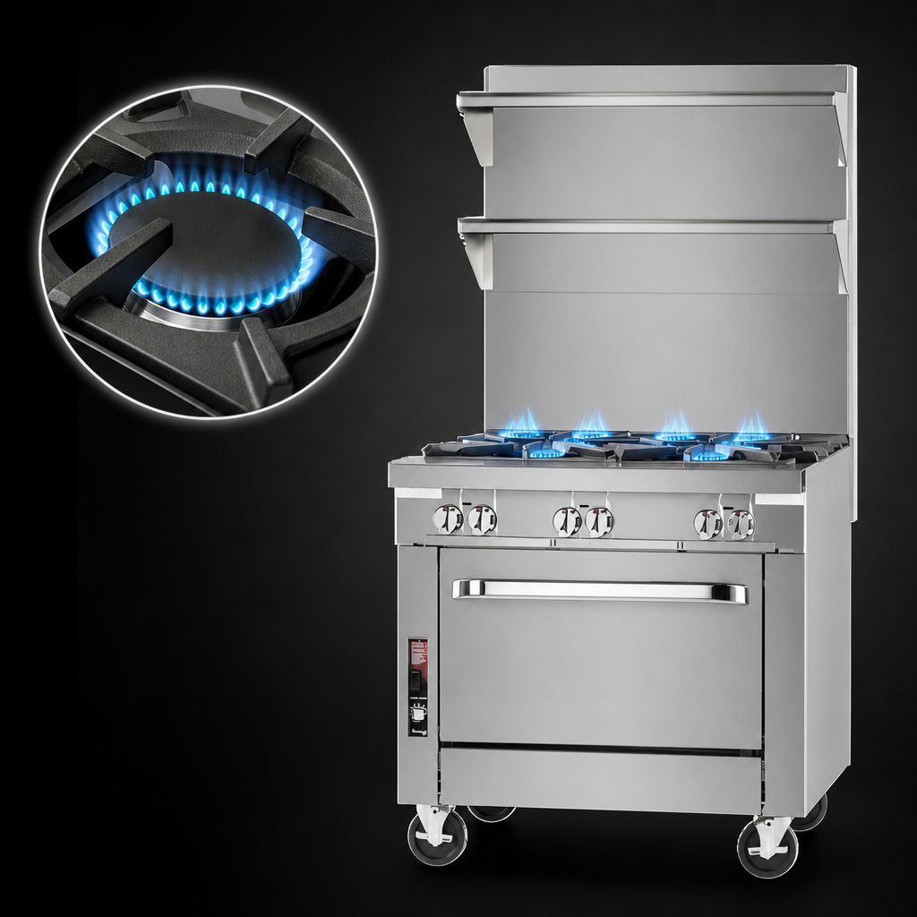 Four 45,000 BTU Open-Top Burners