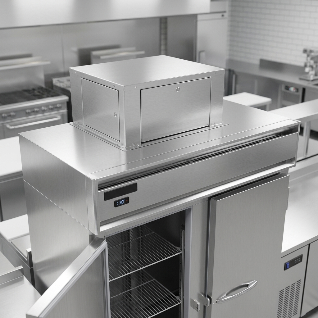Observe the Continental Refrigerator D2FENSSPT with its convenient top-mounted, self-contained refrigeration system designed for easy access and maintenance.