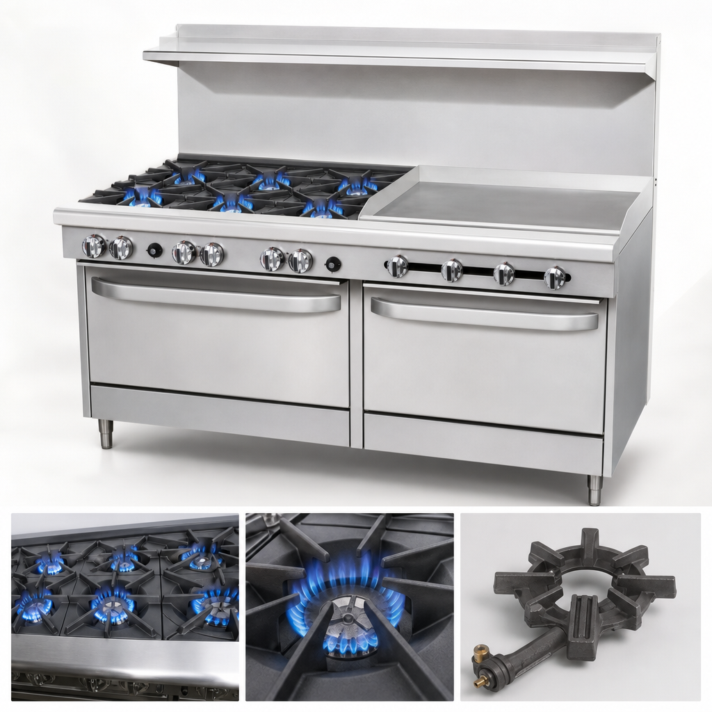 Six High-Output Open Burners