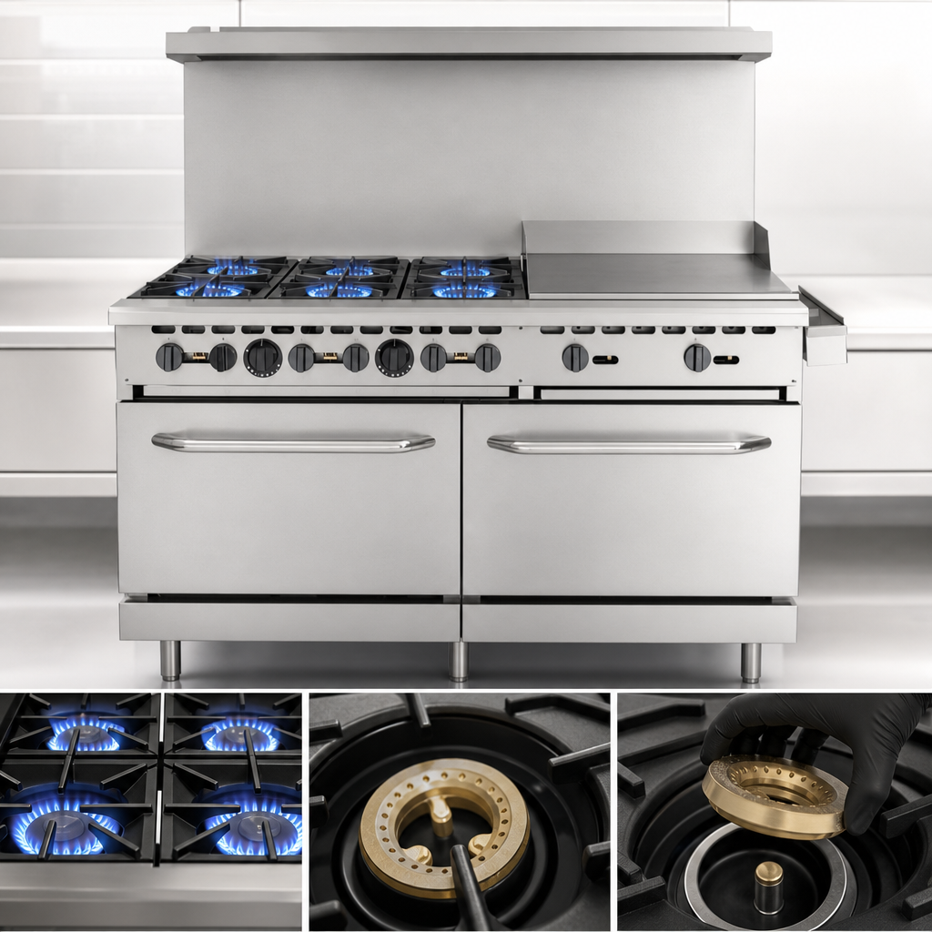 Six 28,000 BTU Open Burners
