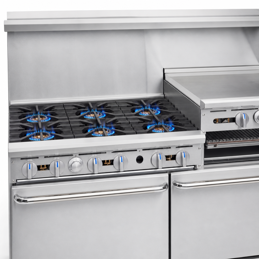 Six Open Burners with Pilot Lights