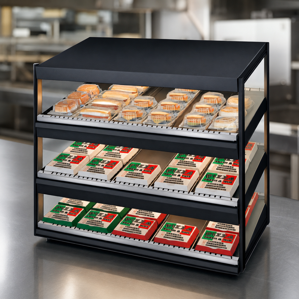 Three-Tier Forward-Slanted Shelves