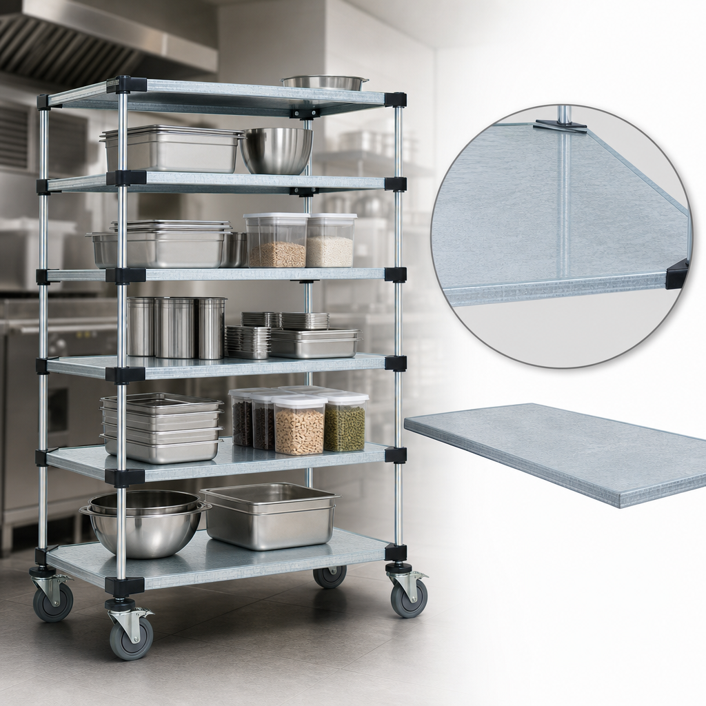 Five Solid Galvanized Steel Shelves