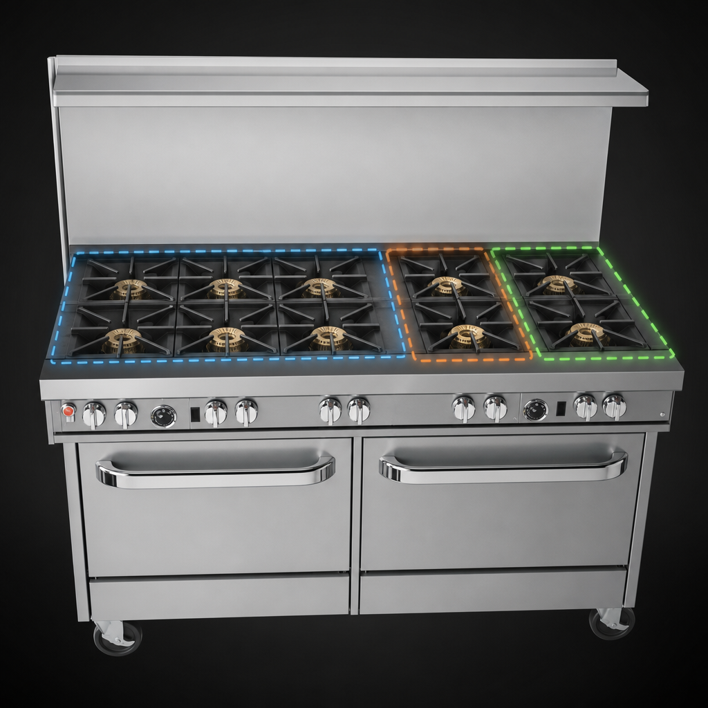 Nine Open Burners