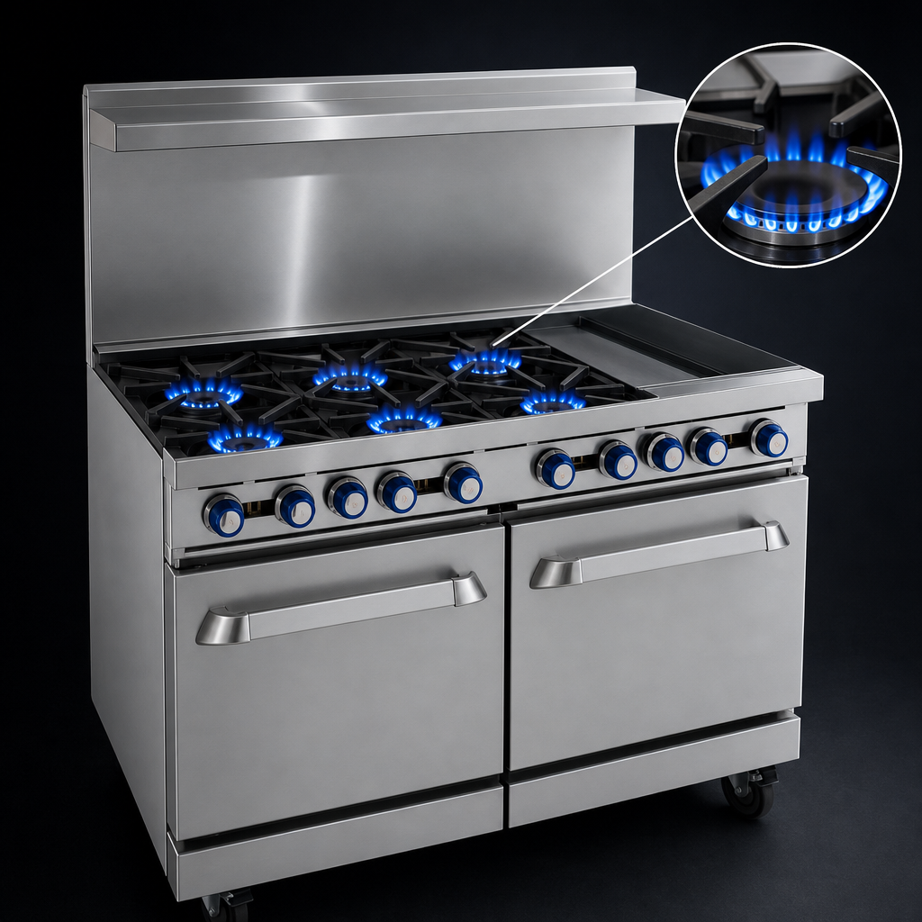Four Open Burners with Pilot Lights